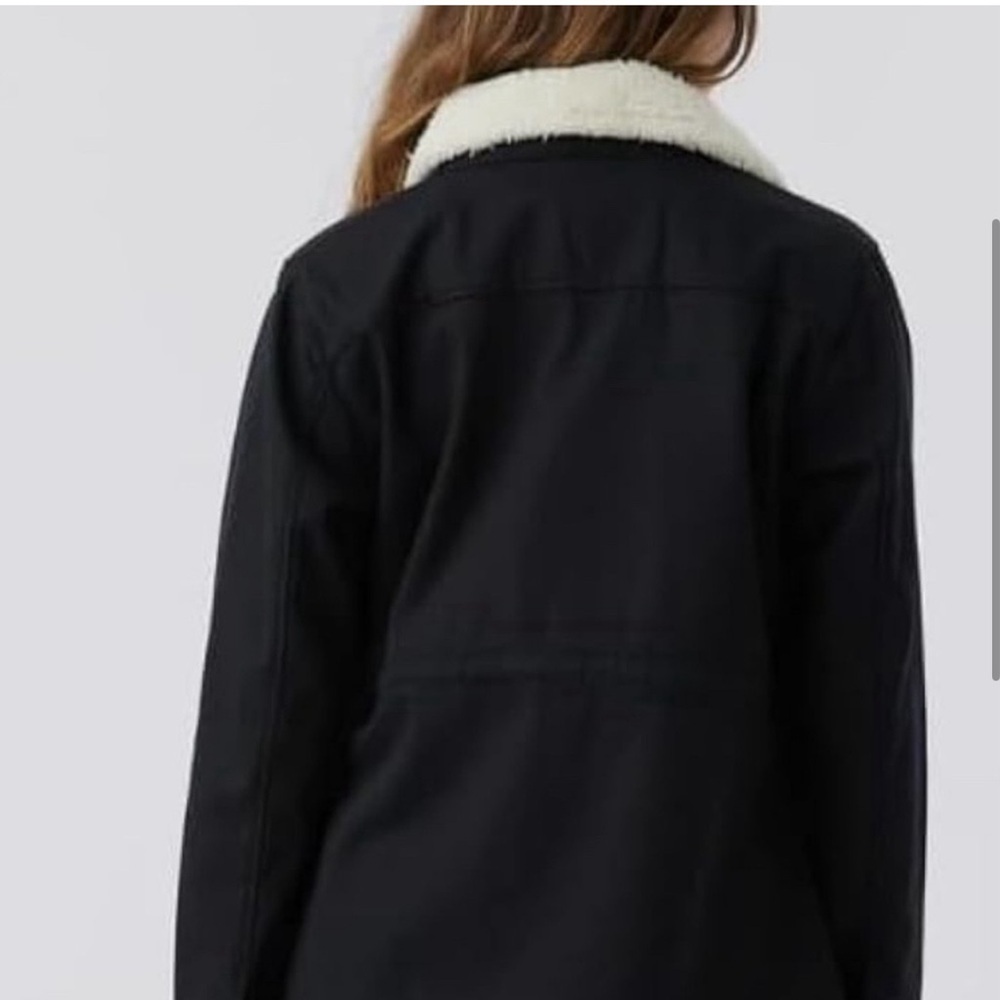 Hang Ten Black Utility Jacket with Cream Collar, Size LARGE - Picture 4 of 10